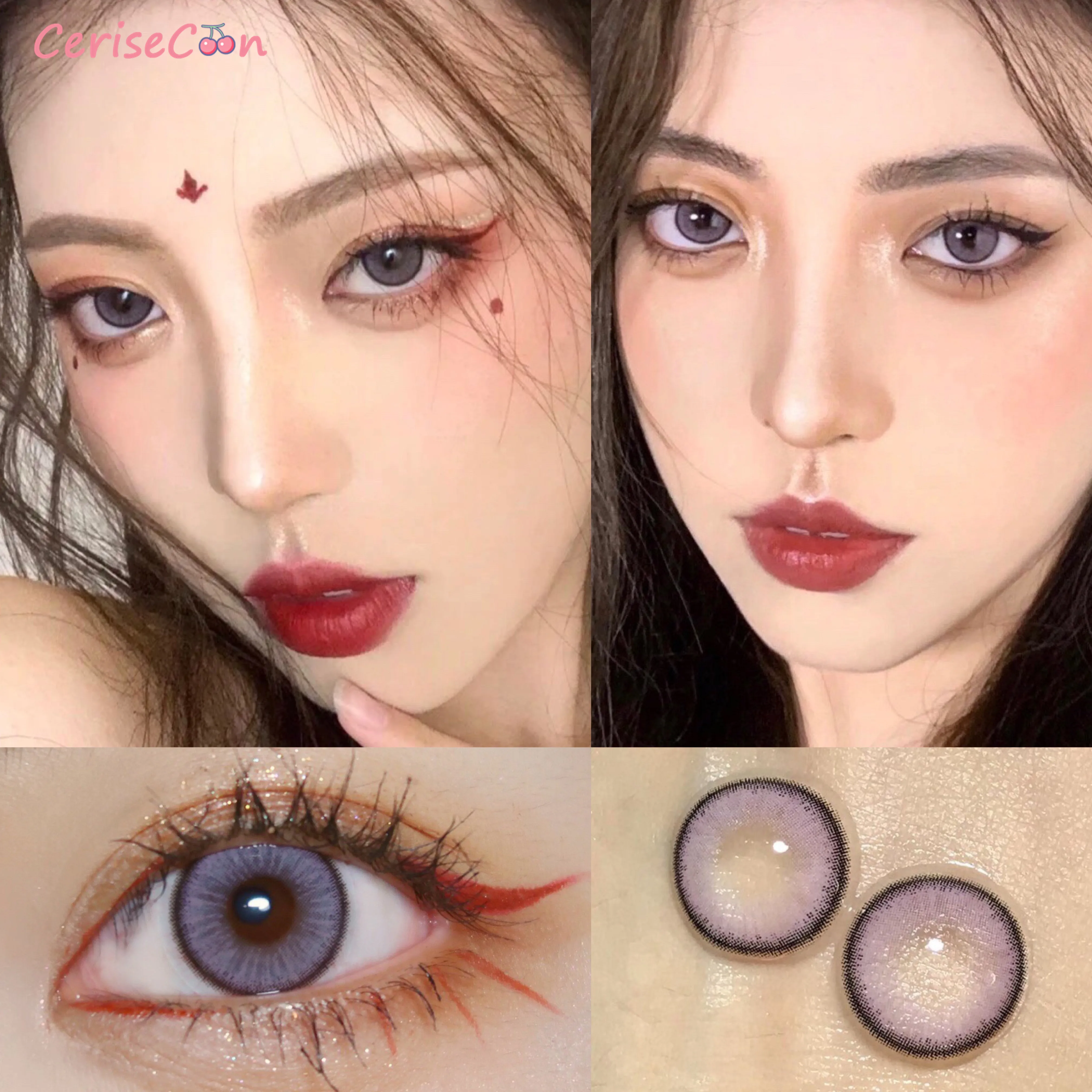 

Cerisecon pumpkin pink Colored Contact Lenses Cosmetic big beautiful pupil Natural lens for Eyes Myopia prescription degrees