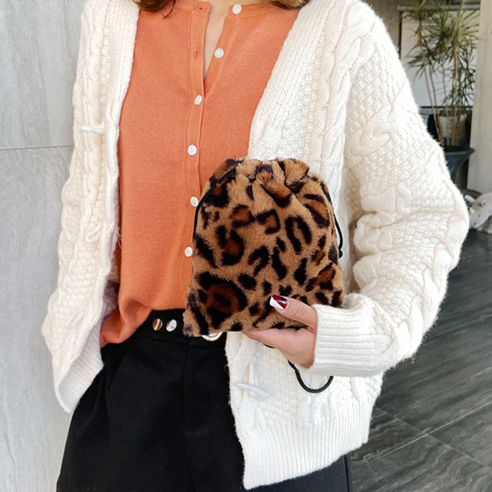 

Fashion Plush Shoulder Messenger Bag Simple Crossbody Bags Leopard Printed Casual Women Handbags Totes Clutch Bag