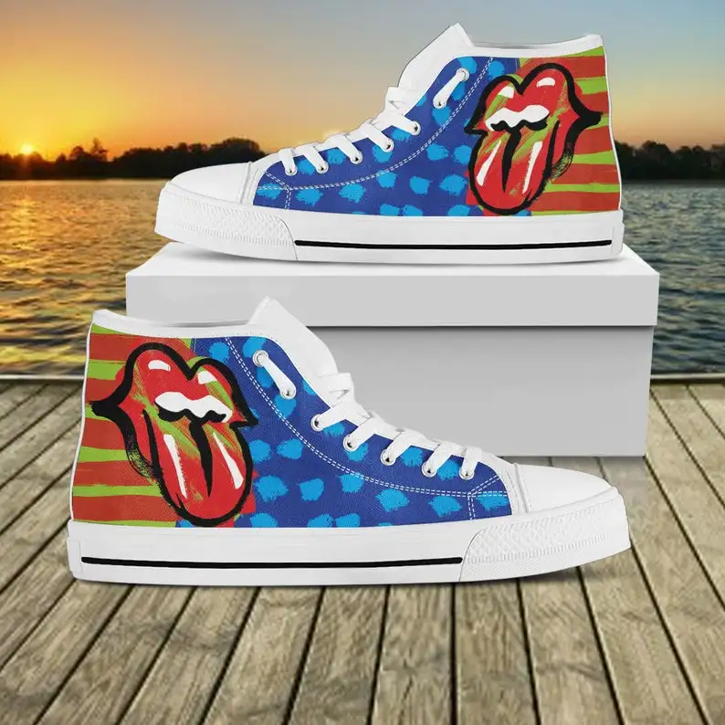 

Keith Richards Hi Tops, The Rolling Stones Shoes, Mens Womens Designer Leisure Sneakers Men Casual Canvas Shoes