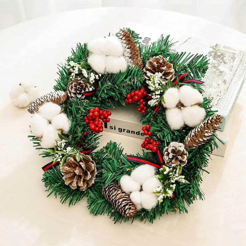 Christmas Wreath Nut &amp Cotton Door Decoration | Дом и сад