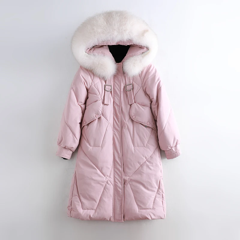 Женский пуховик с воротником из натурального Лисьего меха новинка зимнее теплое