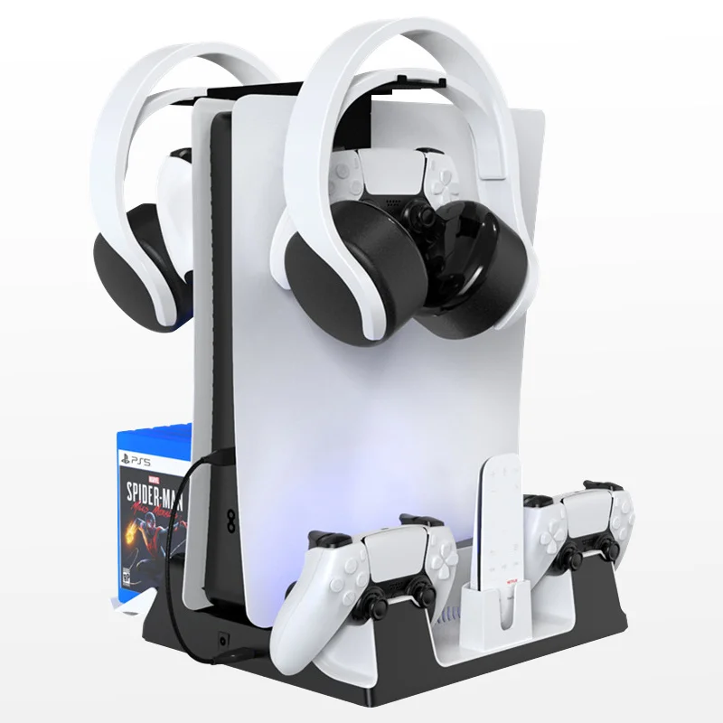 

Cooling Stand For PS5 With Two Game Controller Charging Function Fan Base For Playstaion 5 Digital And Optical Drive Version