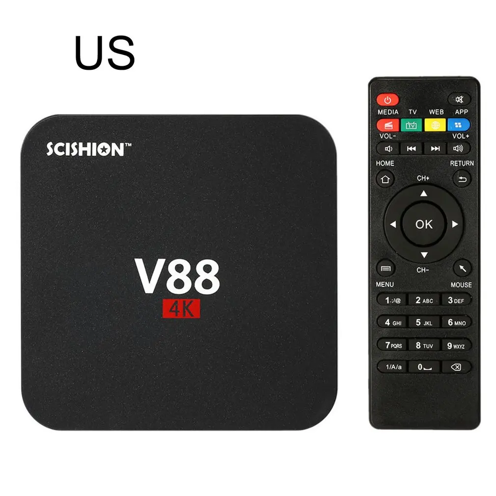 

V88 Smart TV Set-Top Box Player 4K Quad-Core Home Theater 1G+8G WiFi Media Player Voice Assistant Box TV Box Smart HDTV Box