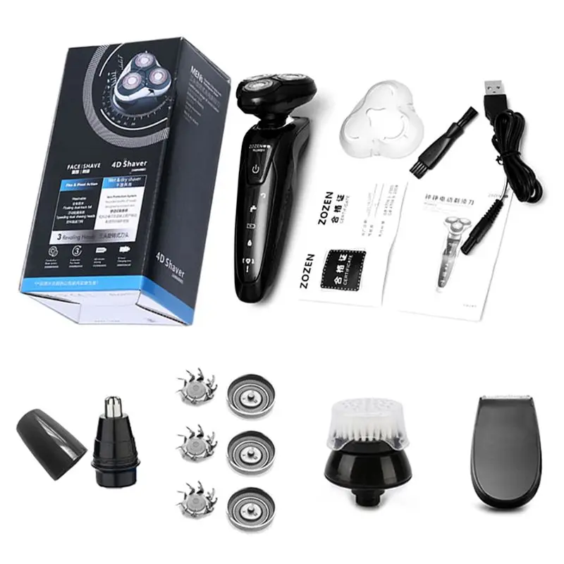 black 5 4D роторная влажная сухая электробритва многофункциональная Мужская USB автомобильная зарядка для мытья тела бритва, нос для стрижки волос борода нож для дома путешествия - Цвет: black 5