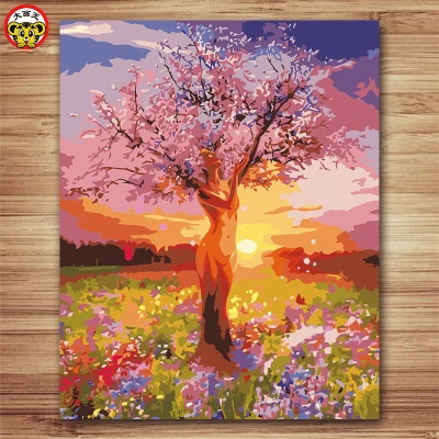 

Краска по номеру пейзаж художественное зачатие декоративная краска ing Diy Lover Family One Piece гостиная спальня пропилен