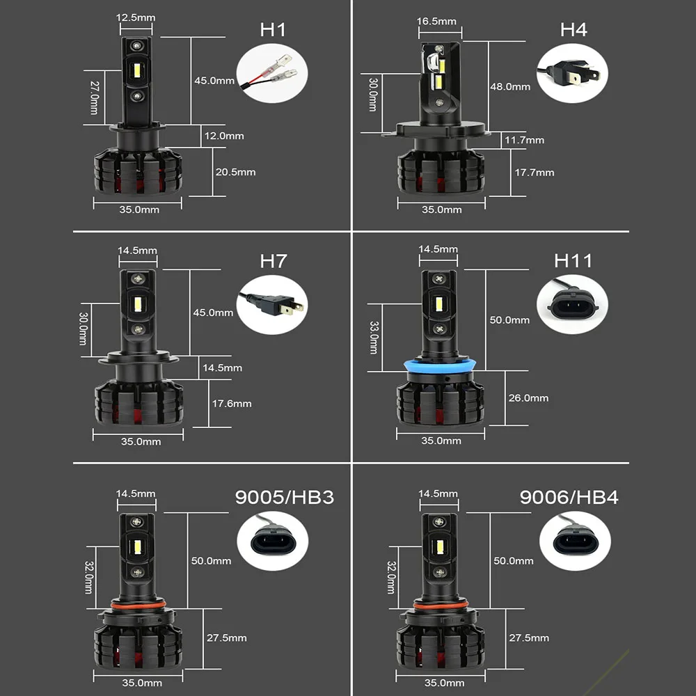 Zdatt H7 светодиодный фары H4 H1 H11 H8 H9 9005 9006 Автомобильные лампы 12000LM 100W 6000K 12V 24V авто HB3