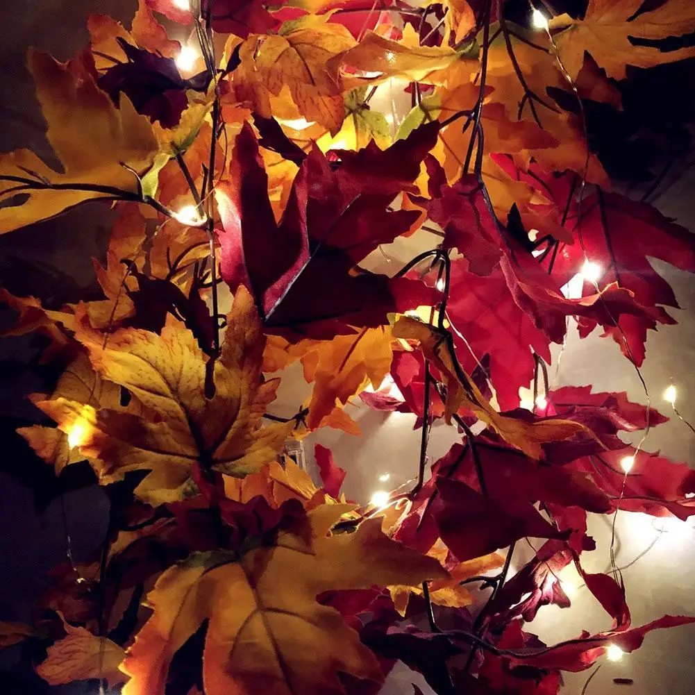 Осенняя гирлянда с/без светодиодов в виде кленовых листьев осенняя с листьями
