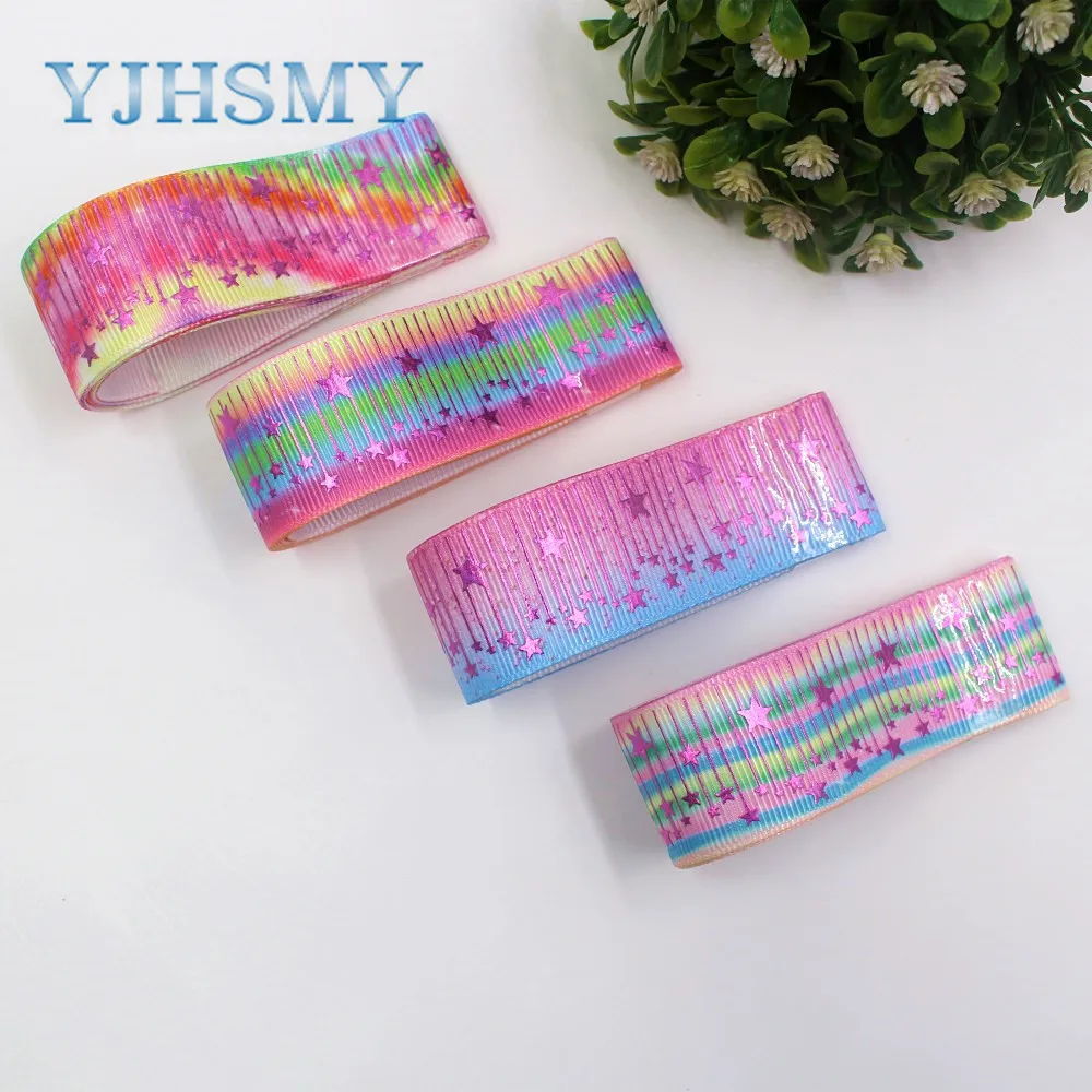 YJHD I-19729-1713 25 мм 10 ярдов градиент звезда печати grosgrain ленты дизайн упаковки DIY