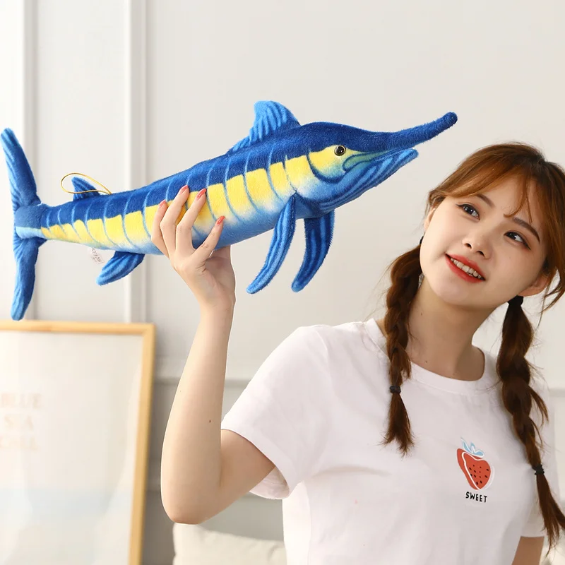 

60/100/140cm Simulation Blue marlin Plush Toy Lifelike Fish Organism Blue marlin Soft Stuffed Pillow Home Decoration