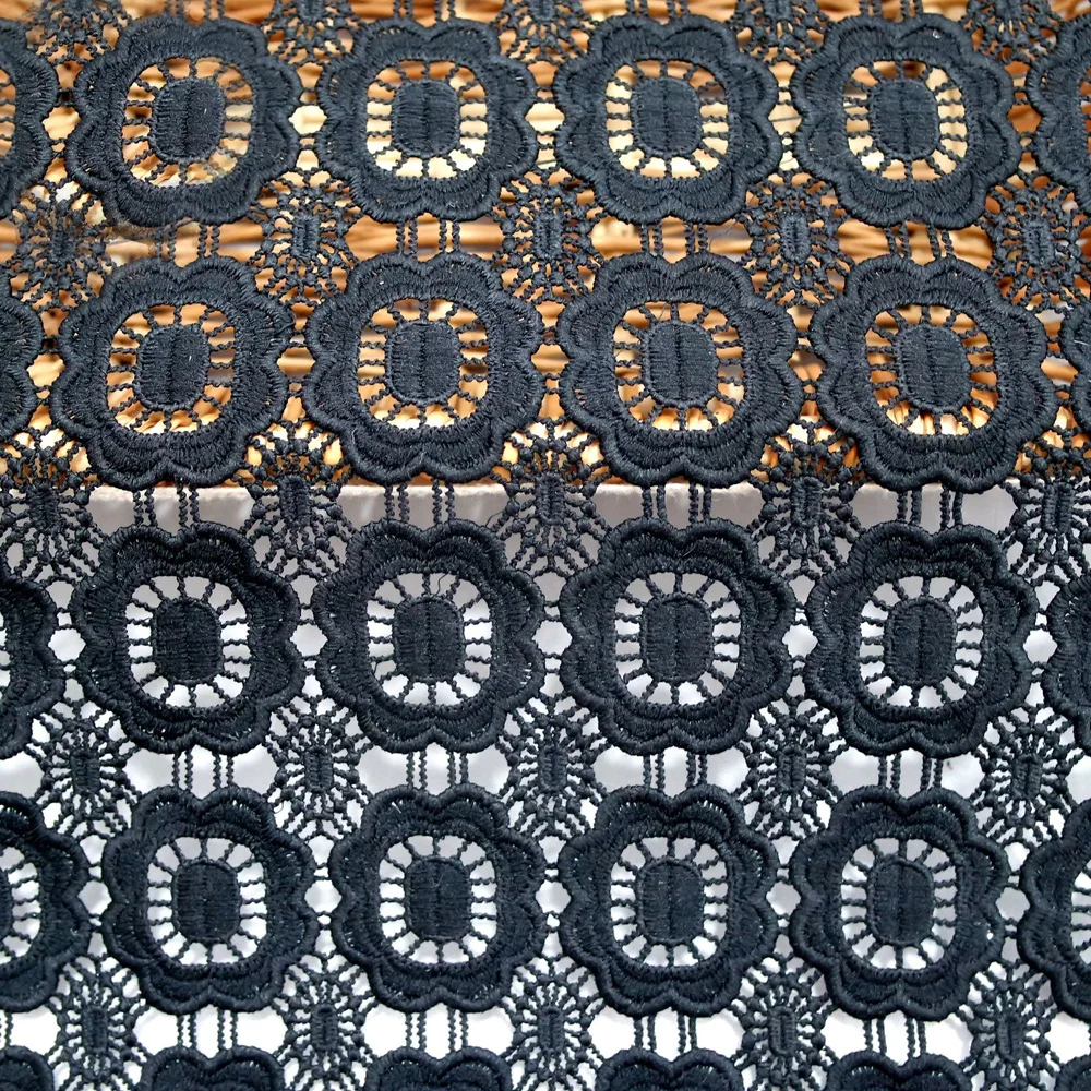 

2yards Nigerian Lace Fabrics For Wedding Dress High Quality Black African Cord Lace Fabrics French Guipure Lace Sewing Material