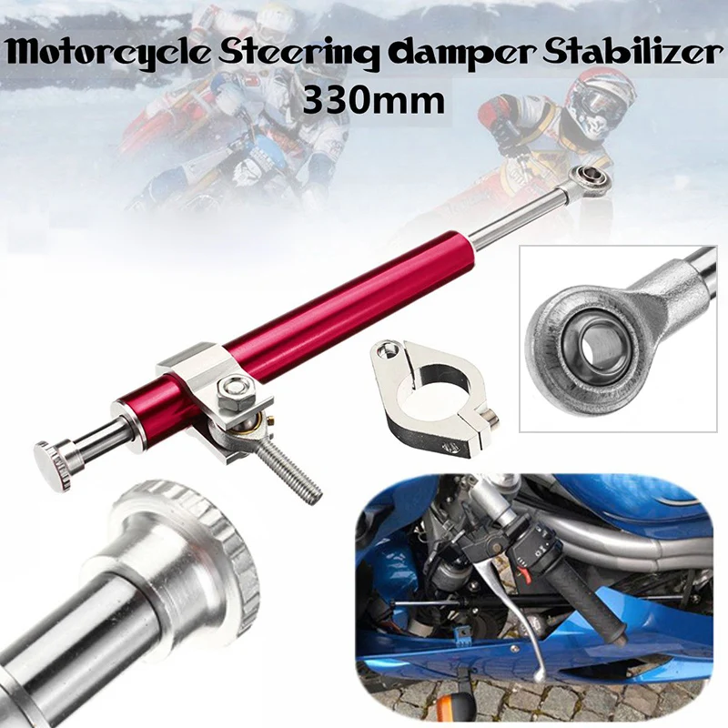 

1pc Universal 330mm Aluminum Motorcycle Part Steering Damper Fork Stabilizer Red Motorbike Accessories