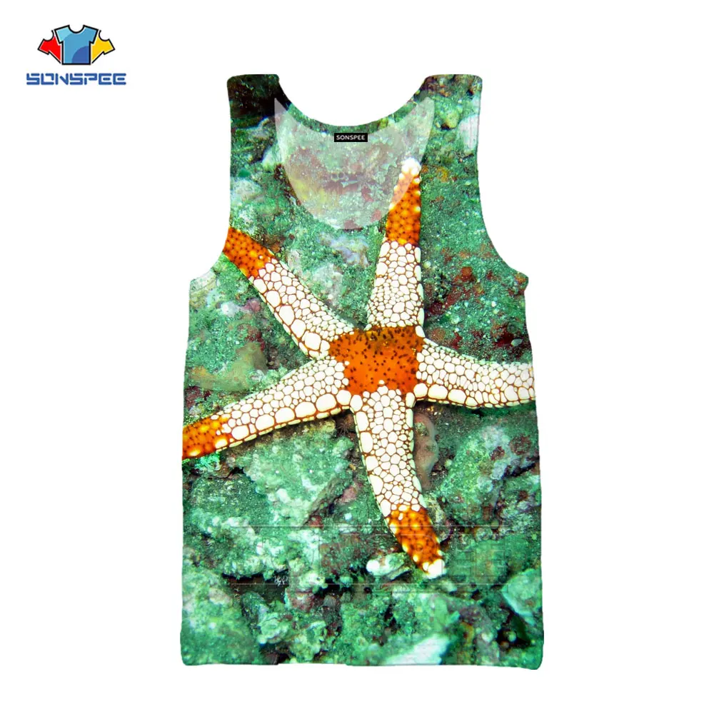 SONSPEE 3D Printing Starfish Vest Thin Section Loose and Comfortable Especially Fashionable Beautiful Harajuku Plus Size Vest