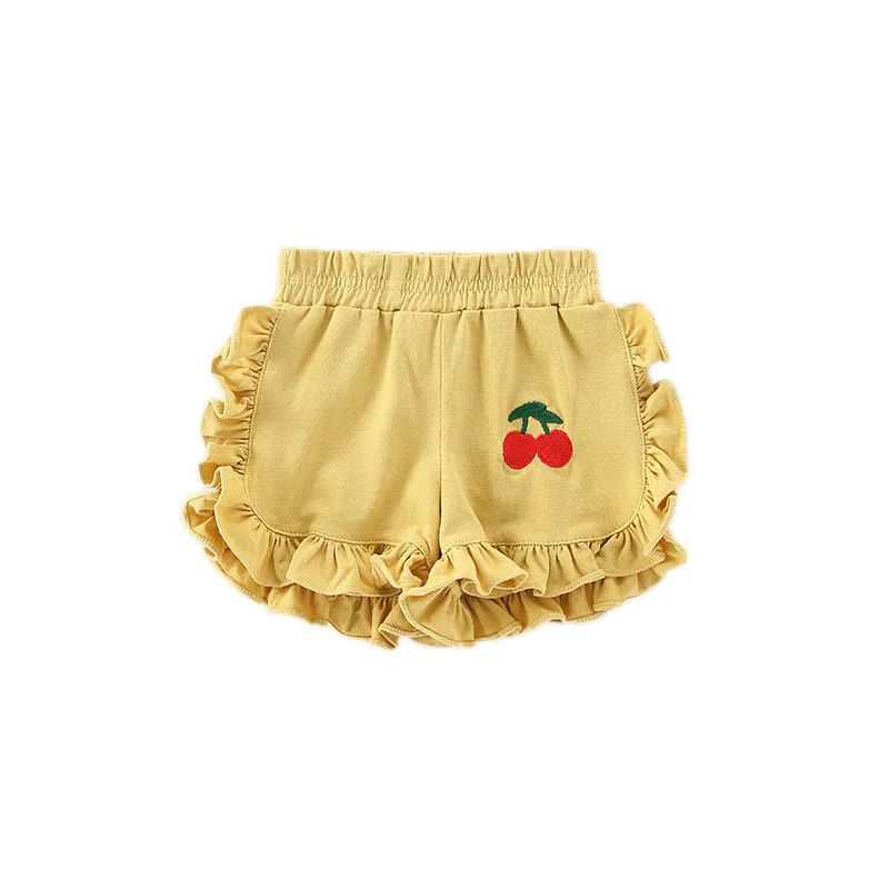 

WLG/шорты для девочек; Детские летние шорты с вышивкой вишни и оборками для маленьких девочек; Повседневные брюки для От 1 до 6 лет