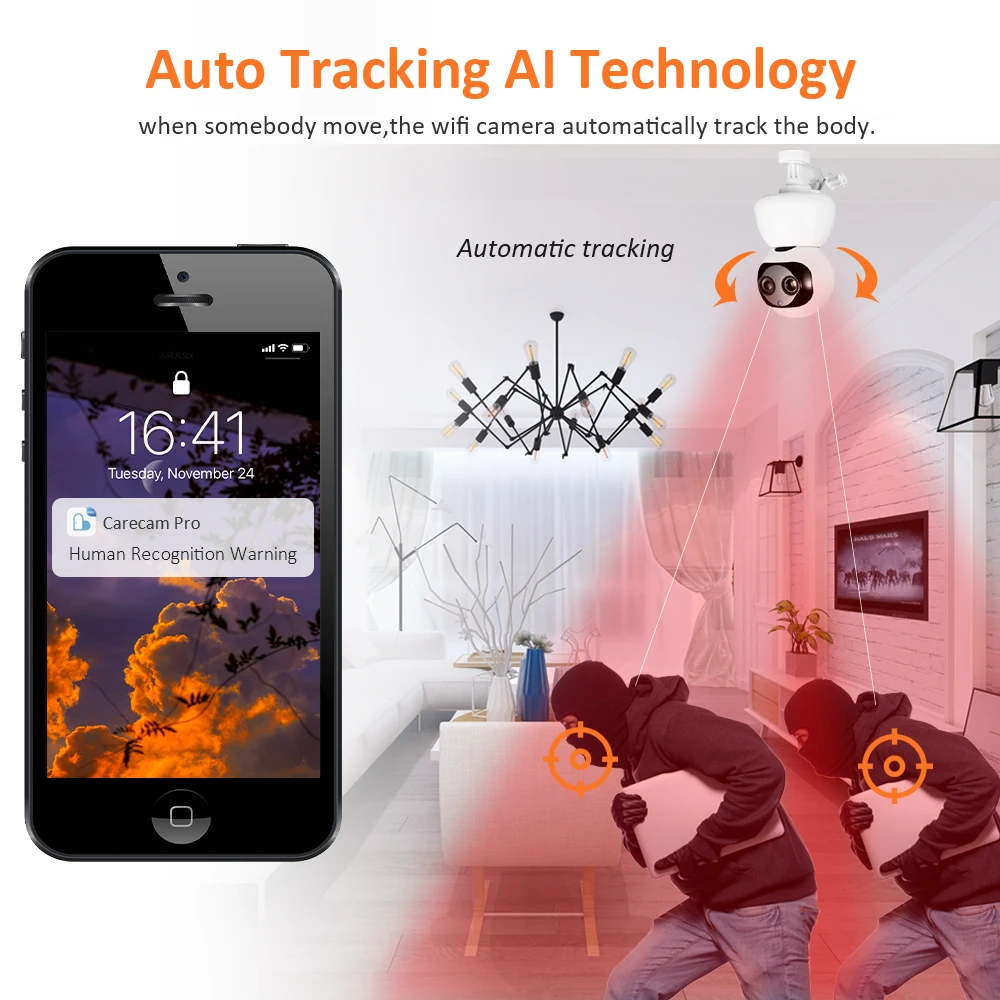 IP Камера 4MP HD 10X зум умный дом WI FI Крытый Видеоняни и радионяни AI обнаружения