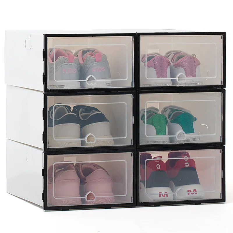 

6 шт., прозрачная коробка для хранения обуви, коробки для защиты обуви от пыли, коробка-органайзер, может быть наложена на комбинированный шк...