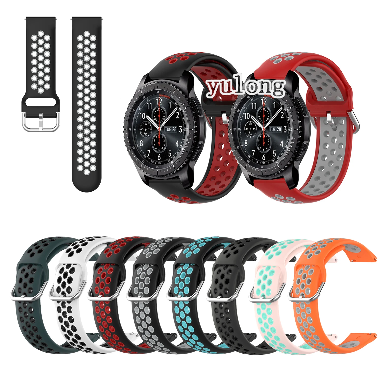 

20mm 22mm Sport Silicone Breathable Strap For Samsung Gear S3 Frontier S3 Classic for Watch3 45mm Smart Watch Wristband