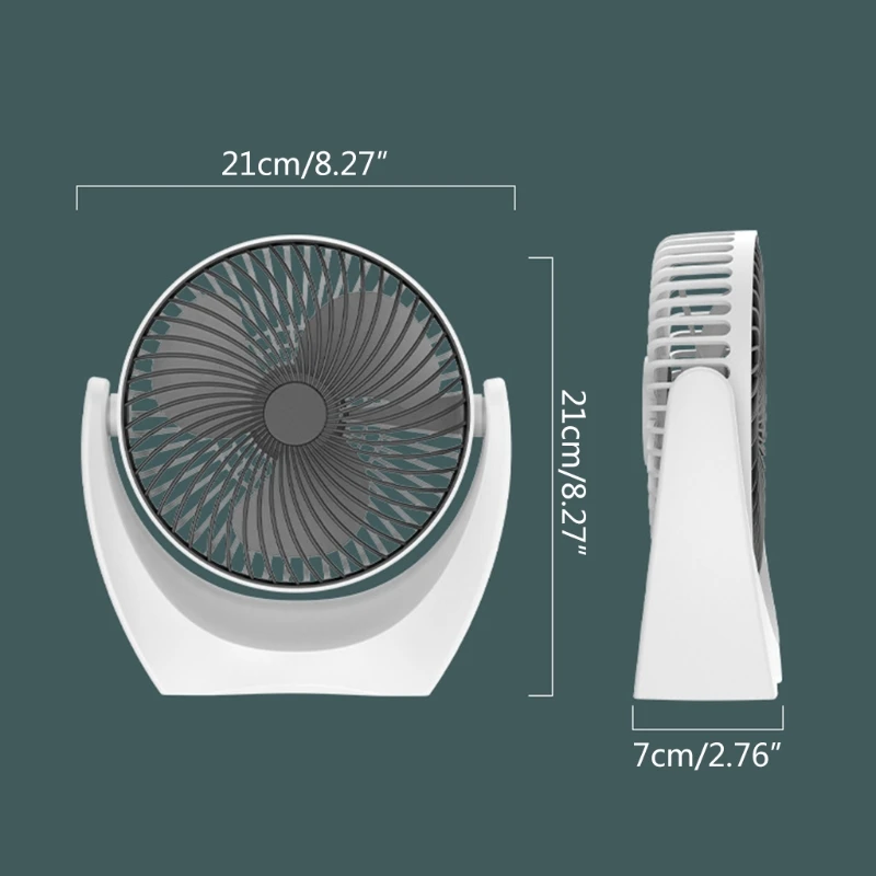 

Mini Tabletop Fan Quiet Portable Mini USB Rechargeable Desktop Fan Air Circulator Adjustable Head 3 Rotatable