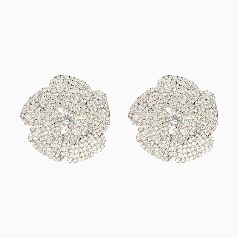 Большие эффектные блестящие серьги гвоздики Стразы для женщин каффы ушей