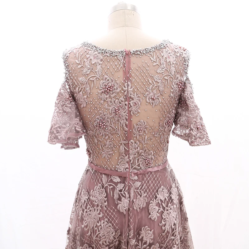 Stock Clean Elegant Lace Beads Prom Dress Long No Custom Made Amazing Party Gown 210224-019