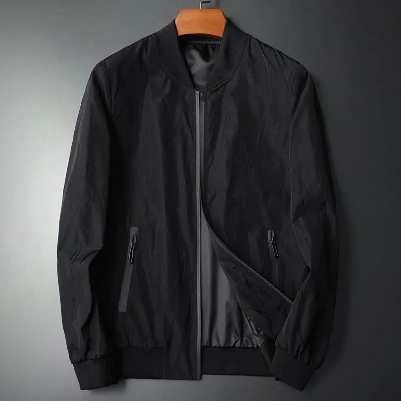 

Мужская простая куртка-бомбер, черная классическая Базовая куртка на молнии с обычным воротником, тонкая куртка для мужчин, весна 2021