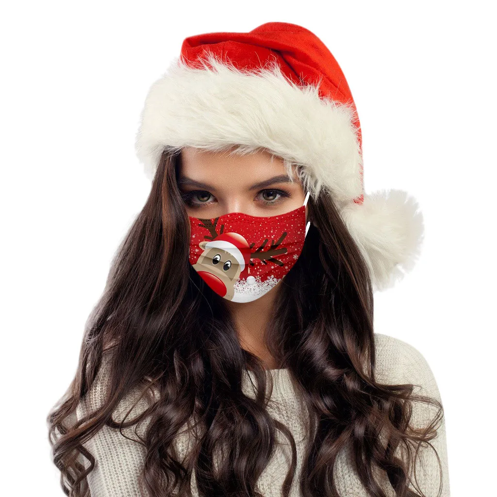 Маска с рождественским принтом 10 шт. универсальная одноразовая