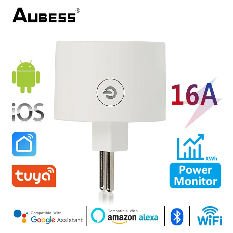 Aubess Smart Wifi Plug Brazil 16A with Power Monitor Function Life App Remote Control Socket Outlet Works Alexa Googl | Обустройство