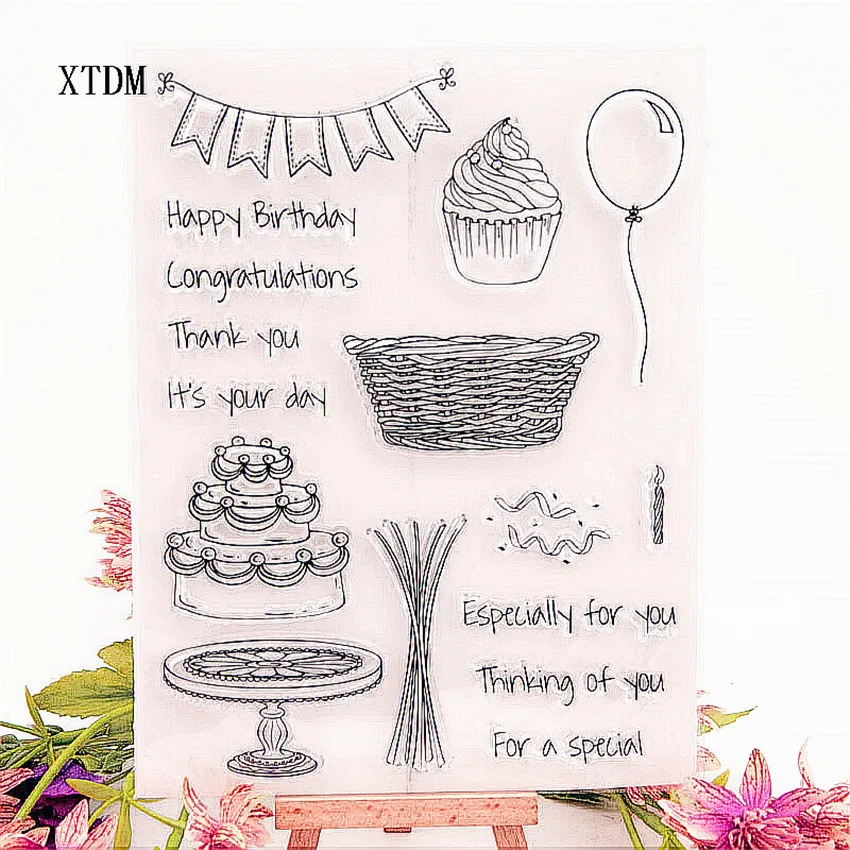 Горячая Распродажа прозрачные штампы для торта на день рождения/Силиконовые