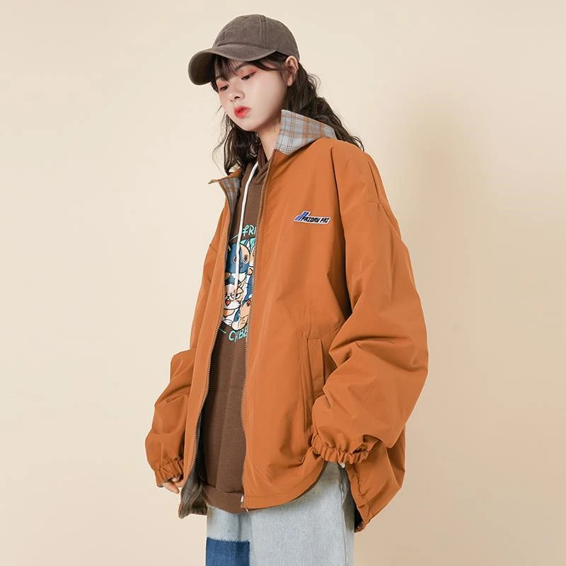 Женская клетчатая куртка в стиле Харадзюку Повседневная Уличная шахматную