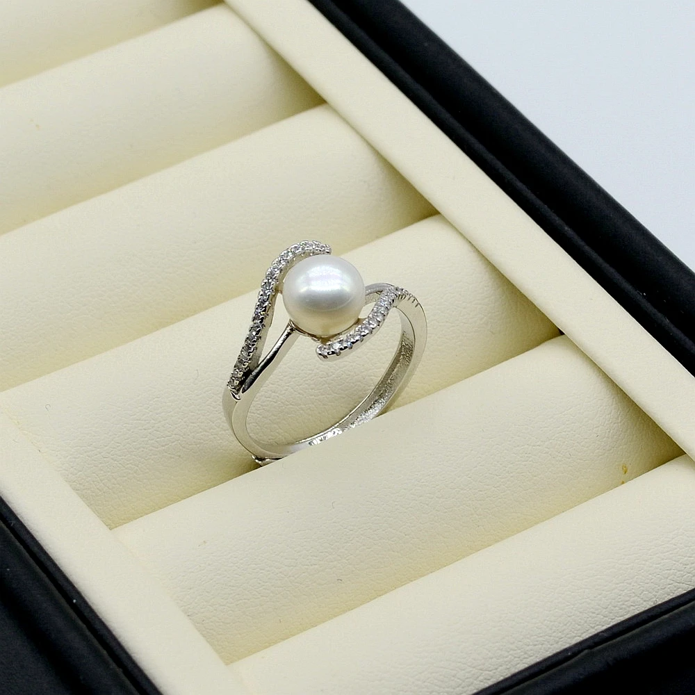 Женские кольца с круглым искусственным цирконием регулируемый размер простой