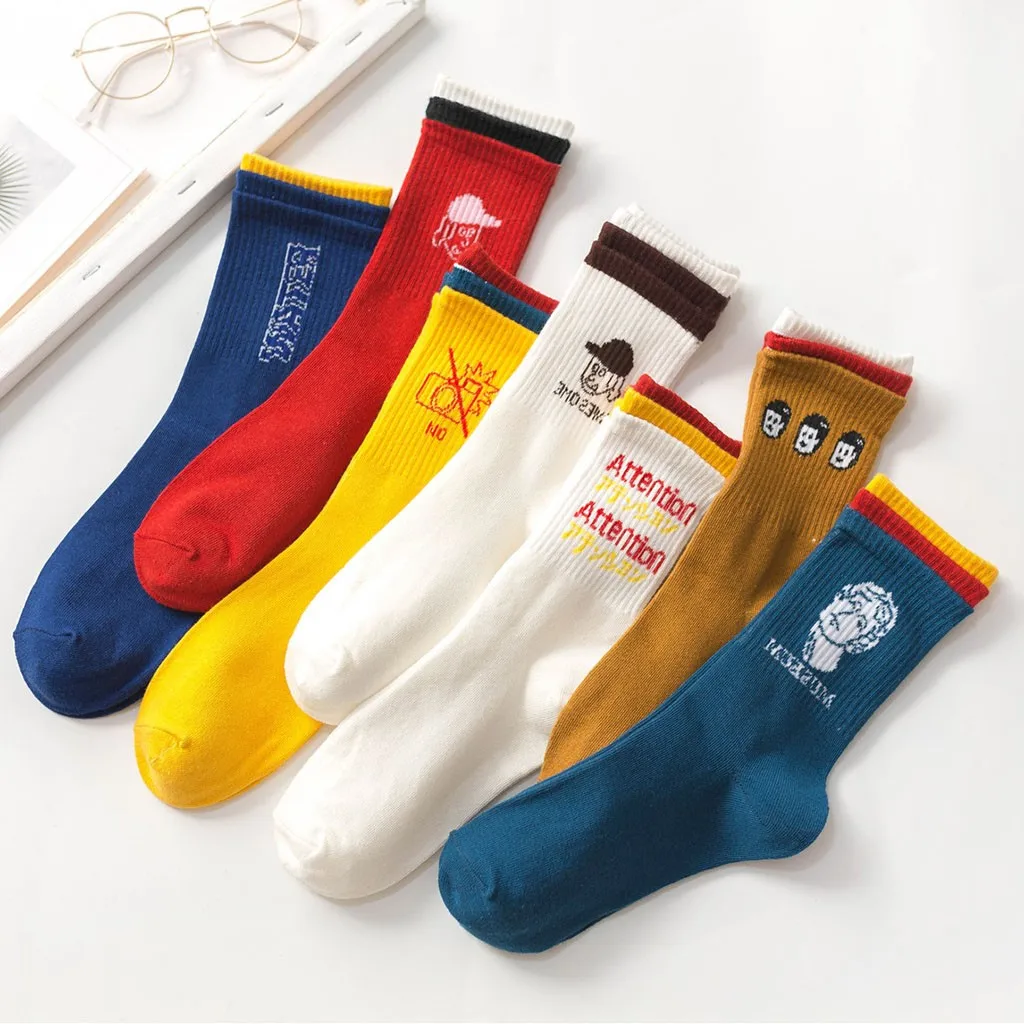 Женские японские хлопковые носки с мультяшным принтом цветные спортивные 50 * |