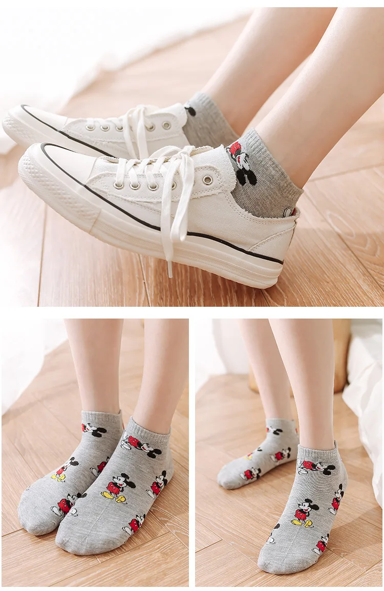 Disney Minnie Mickey Cartoon socks women Cotton Socks Women Pink Cute Cat Ankle Socks Short Socks Casual Gril Socks EUR 35-42