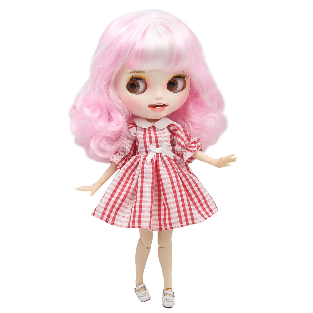 Кукла Blyth ICY DBS с улыбкой рот розовый смешанные белые вьющиеся волосы белая | Куклы -4000117571877