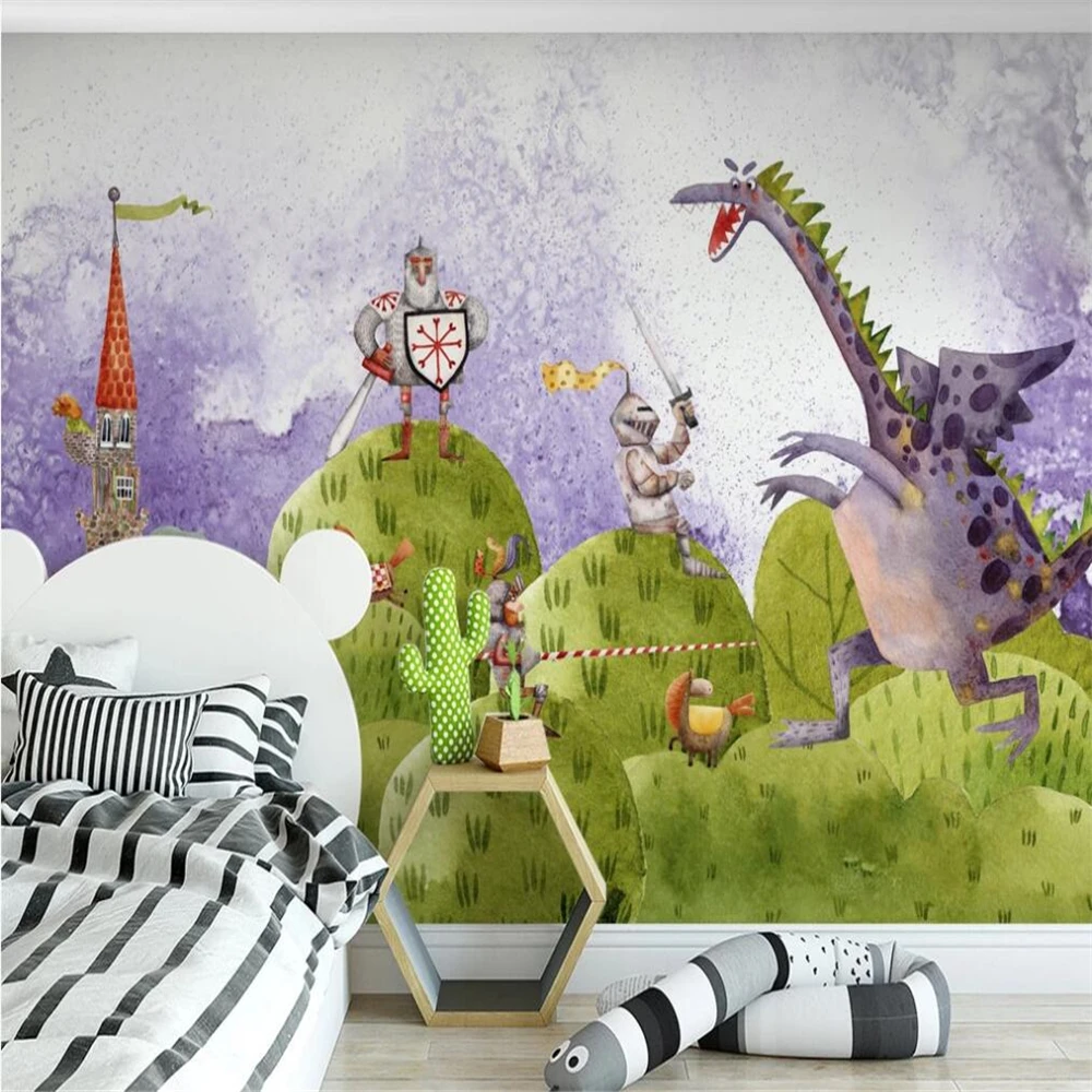 

Milofi custom 3D wallpaper mural Nordic cartoon castle knight children's room background wall living room bedroom decoration pai