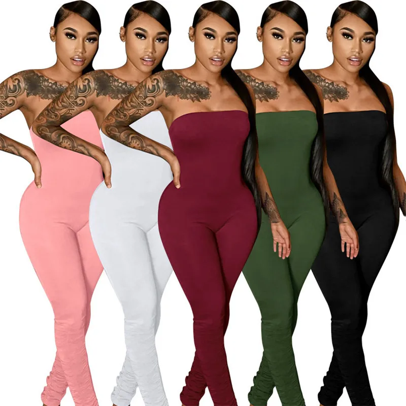 

WUHE груди обертка Skinny комбинезоны с открытыми плечами платье Package Hip Sleeveless выдалбливают спортивный фитнес Повседневные Вечерние Летние комб...
