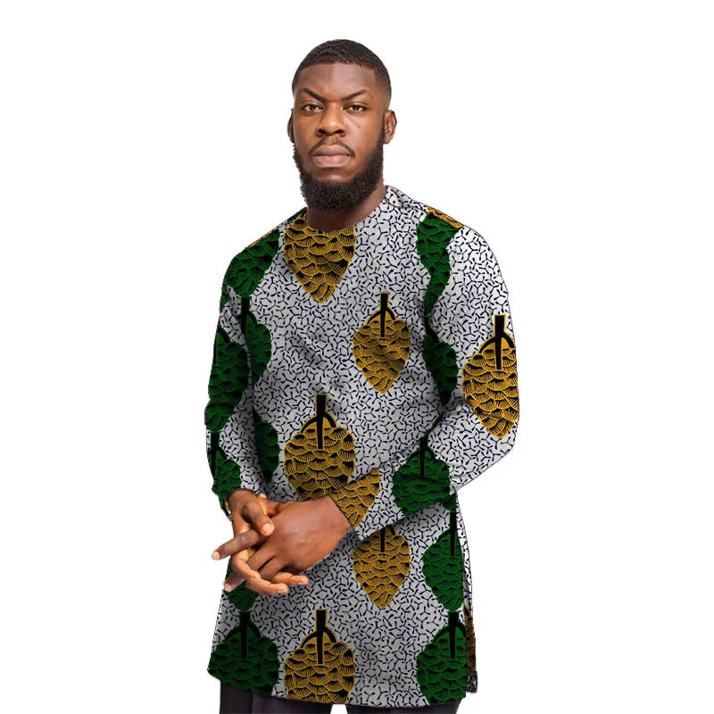 Нигерийская рубашка мужские Модные топы с принтом длинным рукавом в