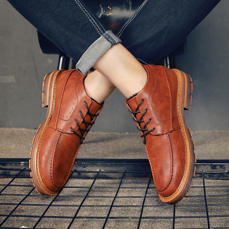 HUNNISE/повседневные мужские ботинки качественные мотоциклетные из искусственной