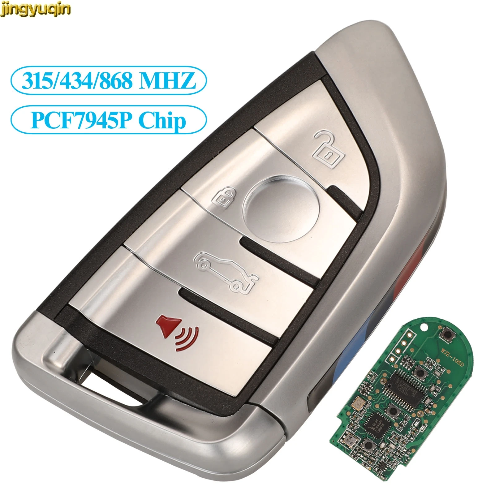 Jingyuqin Remote Car Key Fob Control PCF7945P 315/434/868MHZ For BMW 1 2 3 4 5 6 7 X5 X6 2011-2017 4 Button Smart Card Entry