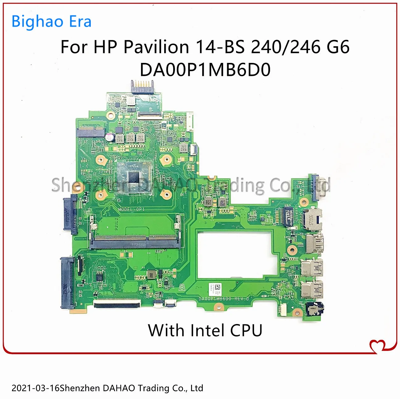

For HP Pavilion 240 G6 246 G6 14-BS043N 14-BS Laptop Motherboard DA00P1MB6D0 With N3060 CPU 925425-601 925425-001 100% Working