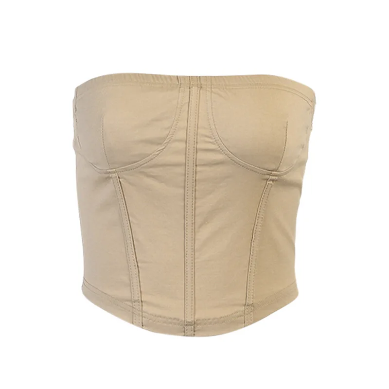 

2021 Spring Ins Fashion Stitching Tube Top Vest Women's Slim Slim Short Solid Color Top