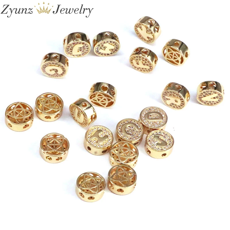 26 шт. металлические бусины золотого цвета с большим отверстием алфавит ожерелье