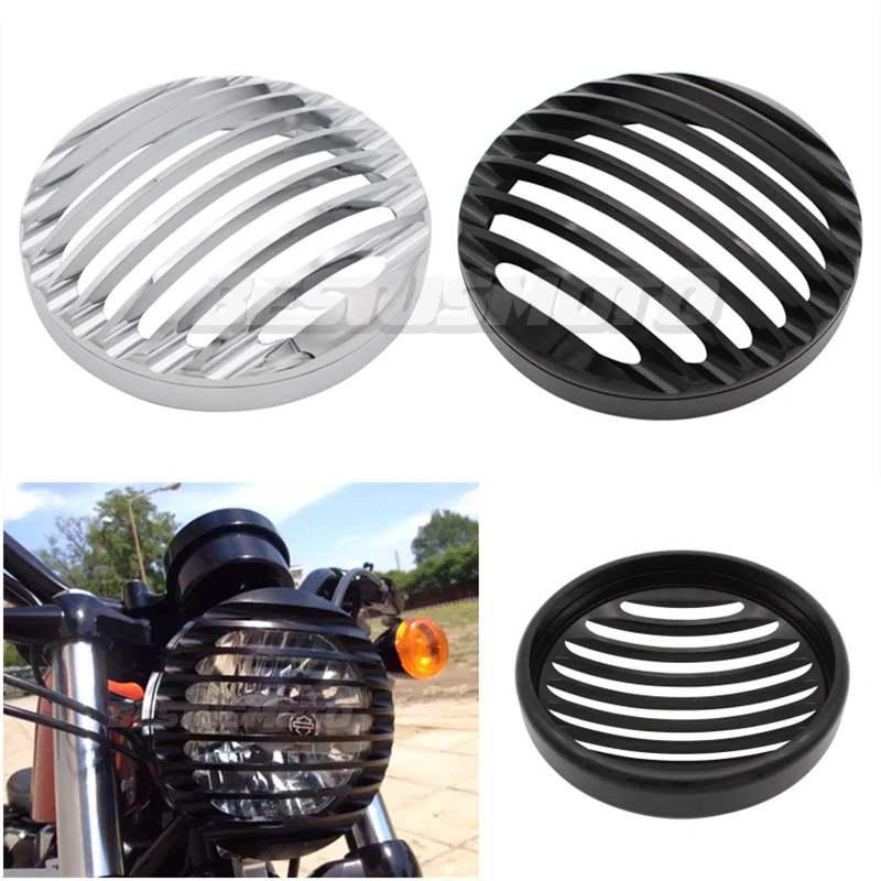 

Motorcycle 5.75" 5 3/4" CNC Headlight Grill Cover For Harley Sportster XL 883 Iron 1200 2004-2014 Custom XL1200C 1200