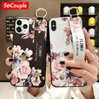 Мягкий чехол SoCouple для iPhone 11, SE, 8, 7 plus, X, XR, XS, 13, 11, 12 pro max, с ремешком на запястье из ТПУ