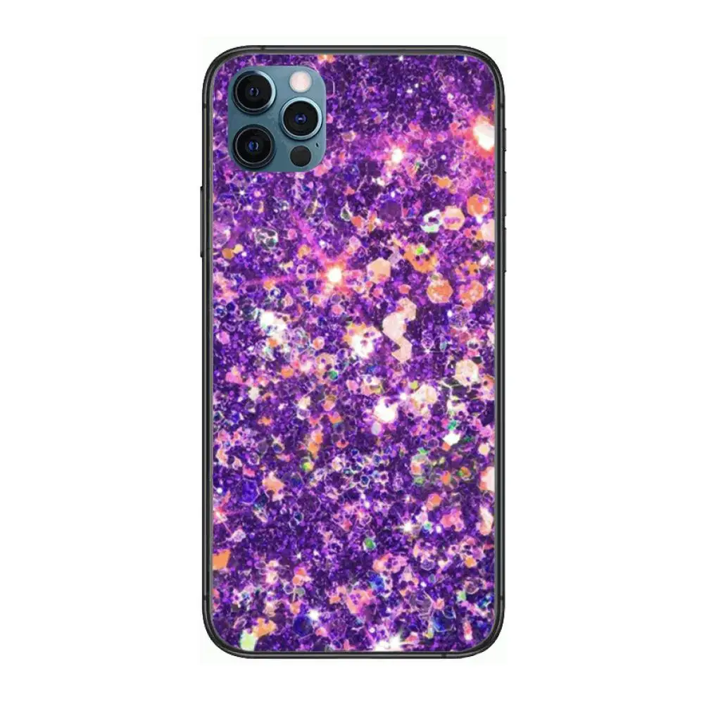 

Cover Lovely Purple Glitter Style Phone Case cover For iphone 12 pro max 11 8 7 6 s XR PLUS X XS SE 2020 mini black cell she