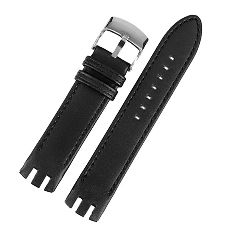High Quality Genuine Leather Watch Strap For Swatch YTS401/402 403 409 713 YTB400 watchband men curved end watches bracelet 20mm
