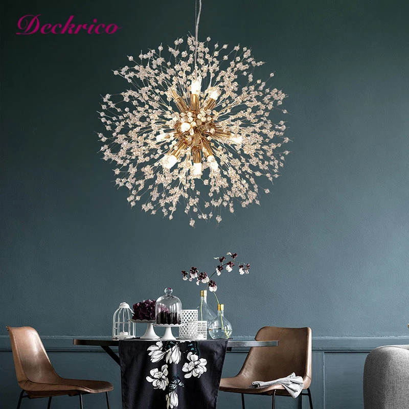 

Modern Nordic Chandelier Dandelion Ceiling Lamp Led Crystal Pendant Light Loft Bedroom Lustres Corridor Kitchen Decoration Light