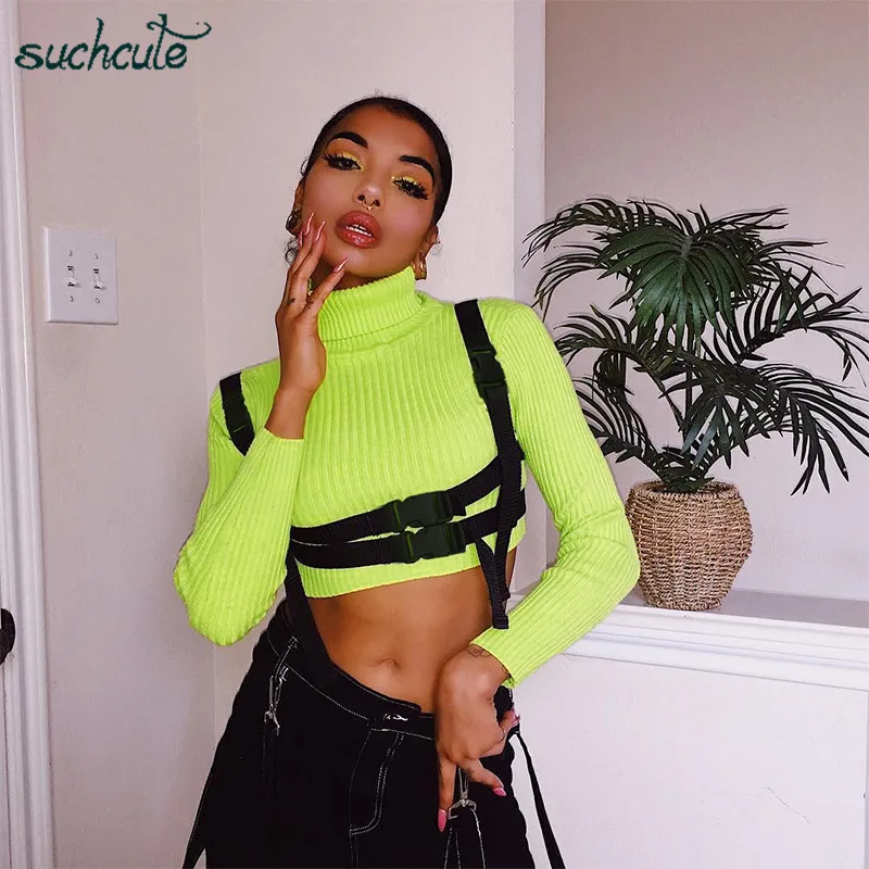 SUCHCUTE Noen футболка для женщин Longslive Modis Harajuku женская футболка Водолазка Осень корейский стиль женские Топы Одежда