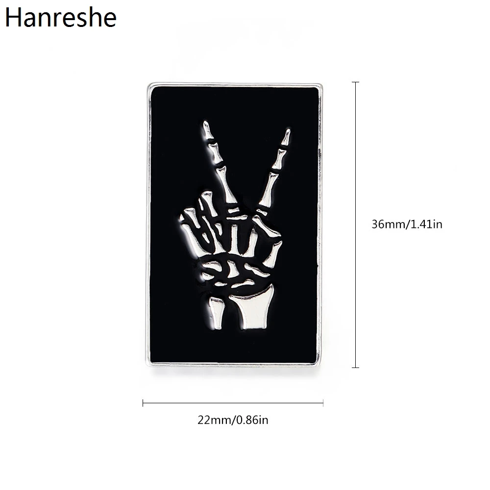 Модная забавная эмалированная брошь с черепом на пальце черный цвет белая кость