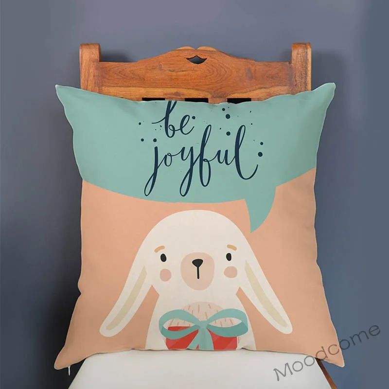 Christmas New Year Decoration Velvet Sofa Pillow Case Woodland Animal Cute Baby Nursery Art Kids Room Decor Xmas Cushion Cover |