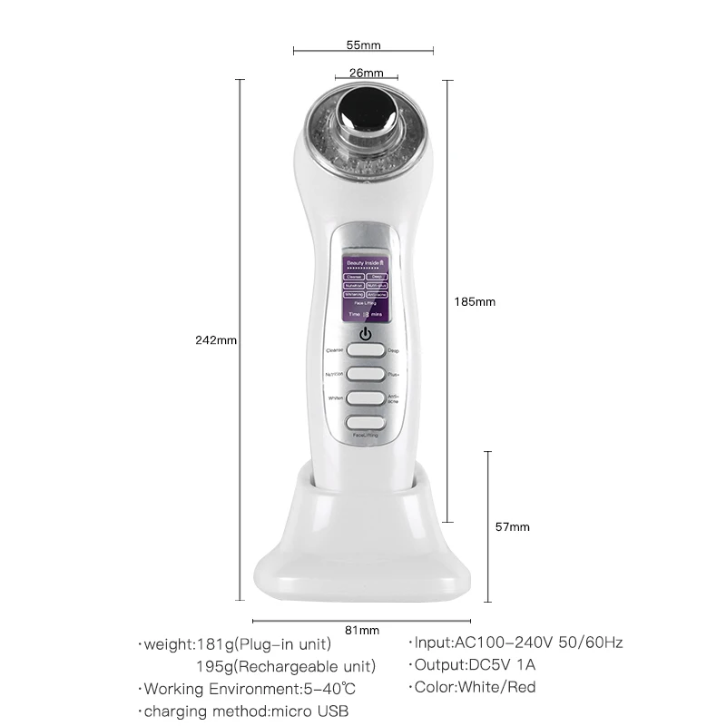 Ultrasonic7 in1Galvanic Photon 3MHz инструменты для ухода за кожей лица очищающая пор машина