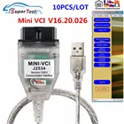 Автомобильный диагностический интерфейс Mini VCI V16.20.026 для TOYOTA OBD2, автомобильный соединительный кабель Mini VCI J2534 FT232RL TIS Techstream, 10 шт.
